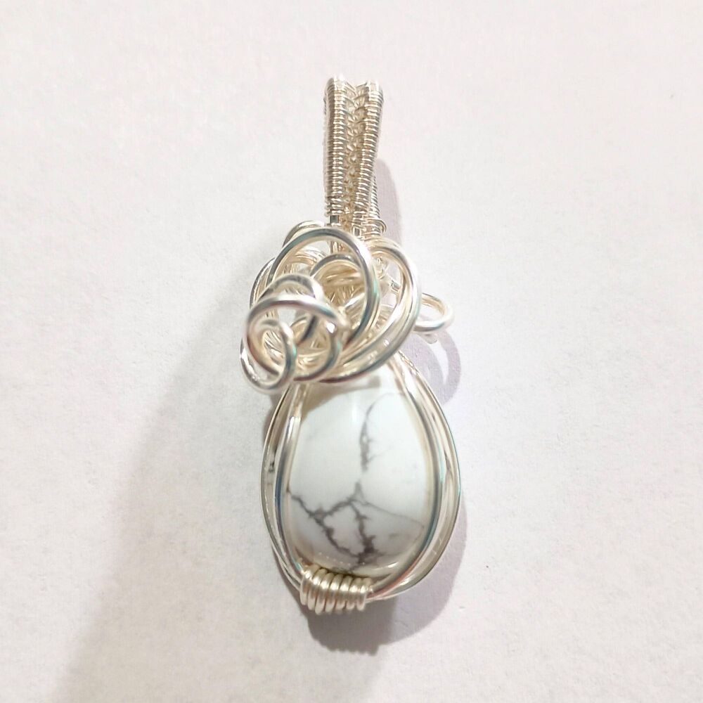 Howlite Hand-Wrapped Pendant: Intentional Jewelry for Stress Relief & Patience